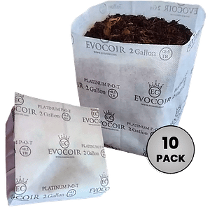Evocoir Platinum Grow Bag & Coco Grow Media - Biodegradable (2 Gal / 10 Pack)